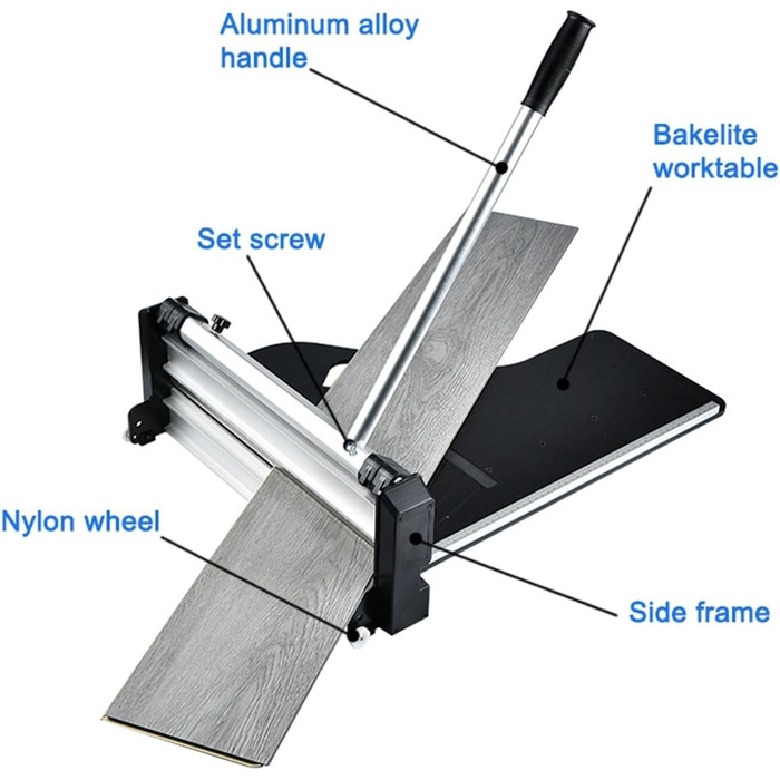 Ручний плиткоріз WLLKIY з алюмінієвою ручкою, ручний плиткоріз для плитки, ламінату, дерева, ПВХ та вінілового ламінату та різак для боковин