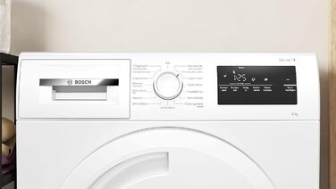 Сушильна машина з тепловим насосом Bosch Home Appliances до 8 кг, енергоспоживання  236 кВтгод/рік, оптимальне сушіння AutoDry, чутлива система сушіння, дбайлива до текстилю, екологічно чиста охолоджуюча рідина, білий