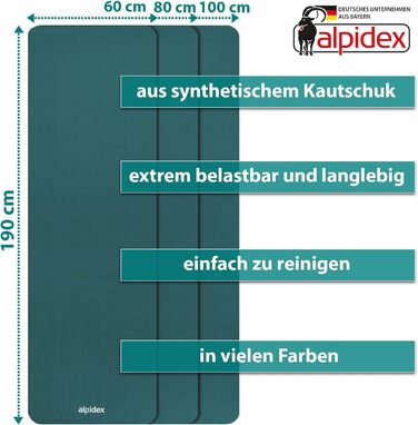 Килимок для йоги ALPIDEX Дуже товстий гімнастичний килимок 1,5 см 3 розміри Нековзний фітнес-килимок без фталатів Ремінь для перенесення Гімнастика Пілатес Спорт Фізіотерапія HiiT Тренувальний килимок для йоги Килимок для сну (бензиновий, 190 х 80 х 1,5 с