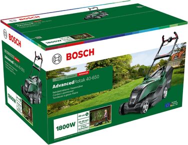 Потужна газонокосарка Bosch AdvancedRotak 40-650 (для косіння газонів, потужність двигуна 1800 Вт, ширина зрізу 40 см)