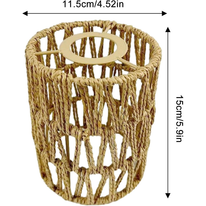Підвісний світильник з ротанга абажур 11,5 х 15 см Маленькі абажури для підвісного світильника Плетений абажур в стилі бохо, заміна Домашні декоративні ткані абажури для стельових світильників (1/2/4 шт. и)