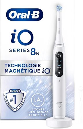 Електрична зубна щітка Oral-B iO 8N, біла, з Bluetooth, 2 щітки, 1 дорожній кейс, набір з 4 предметів Білий і рожевий ука (1 упаковка)