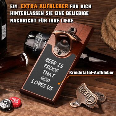 Дерев'яна стіна для відкривання пляшок з магнітом різдвяні подарунки, пивні подарунки для чоловіків татові дідусеві на Різдво, настінна відкривачка для пива гном подарунок для брата чоловічим подарункам, настінна відкривачка для пляшок подарунок чоловіков
