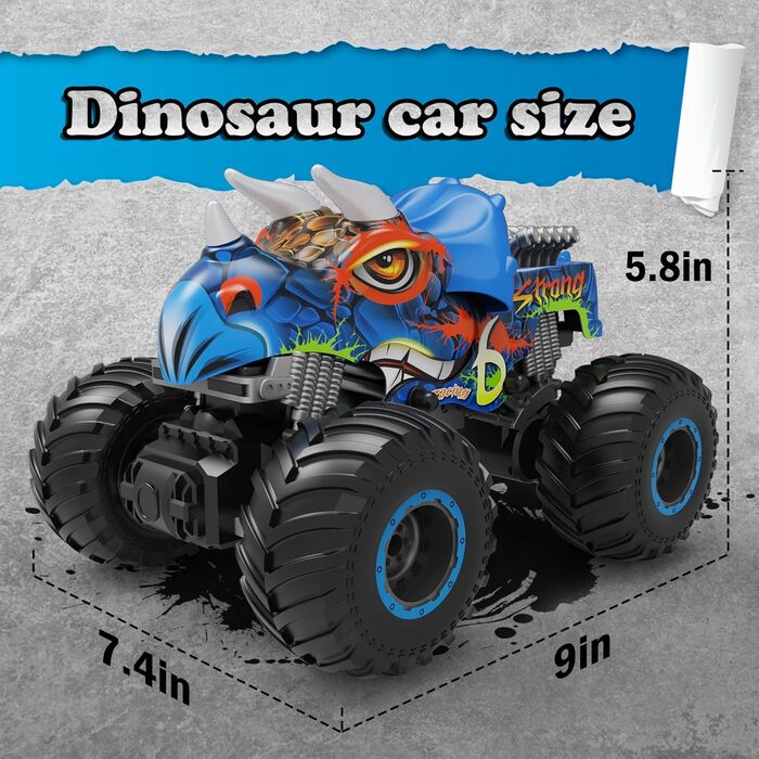 Динозавр з дистанційним керуванням MonsterTruck Offroad - Rc Dino Triceratops Monster Truck Car подарунок на день народження для хлопчиків і дівчаток, подарункова іграшка для дітей віком від 4-10 років і старше