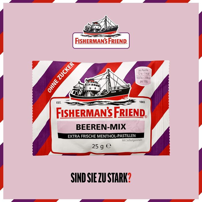 Ягідний мікс Fisherman's Friend, 24 коробки для зберігання, ексклюзивний сорт суміш диких фруктових ягід, без цукру, веганська, цукерки для свіжого дихання, 24 x 25 г ягідний мікс одинарний