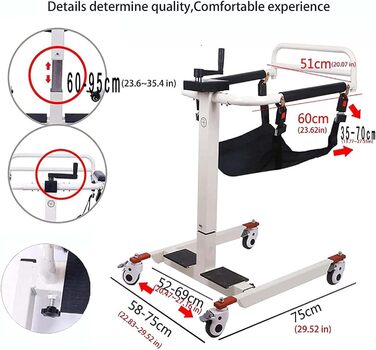 Крісло для перенесення пацієнтів, портативне крісло для перенесення пацієнта для дому, крісло для перенесення, інвалідні візки для ванної кімнати, підйомник для пацієнта додому, багатофункціональне транспортне крісло для душу для літніх чоловіків