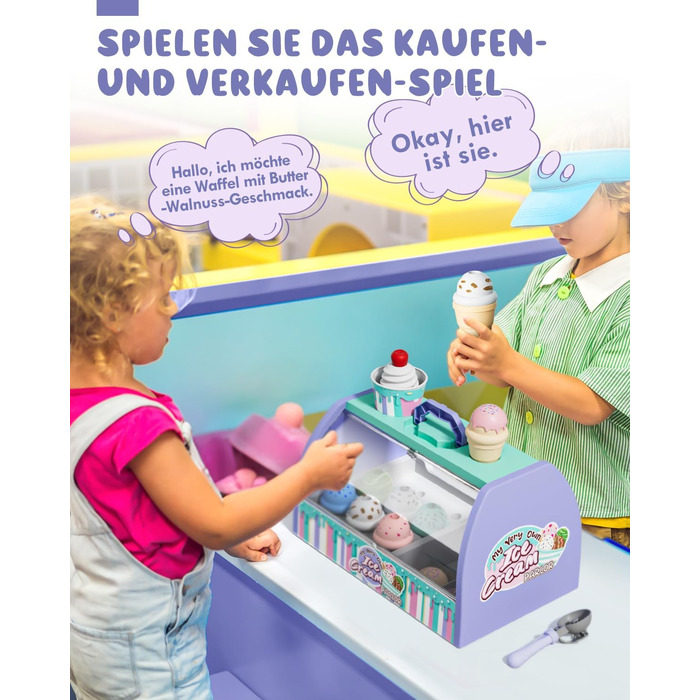 Морозиво дитяче, іграшки від 3 років, аксесуари для магазину, аксесуари для магазину, іграшки для морозива для дітей, магазин морозива дитячий, дитячі кухонні аксесуари, подарунки дівчаткам 3 роки (фіолетовий) морозиво фіолетовий