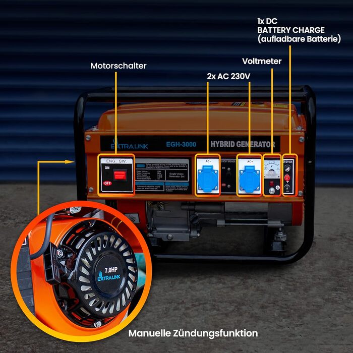 Генератор електроенергії Гібридний газовий LPG CNG Бензиновий генератор 3 кВт 1F Генератор 3000 Вт Обмежувач бака 15 л Система захисту від перевантаження Легкий запуск 2 шт. Генератор аварійного живлення змінного струму 230 В Кемпінг LPGГАЗ 3000 Вт /1F/ 7