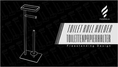 Стоячий тримач для туалетного паперу FUNPALA, чорний, з полицею