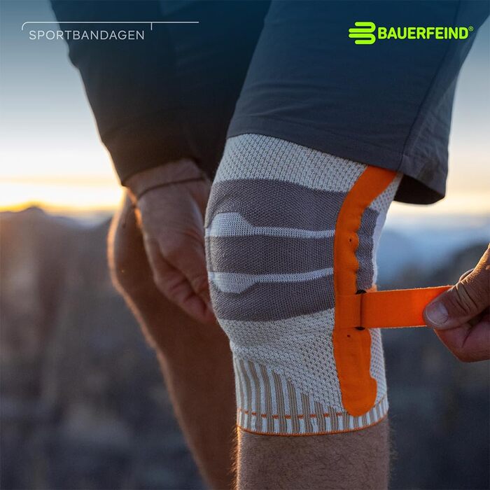 Наколінник BAUERFEIND для туризму Outdoor Knee Support, 1 унісекс наколінник для туристичного спорядження, можна носити праворуч і ліворуч, індивідуально регульований ремінь, мериносова шерсть XL