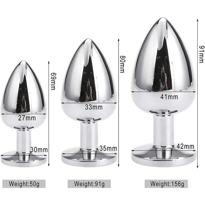 Набір анальних пробок Greenpinecone Small Medium, Big Metal, Анальна анальна анальна пробка, Crystal Diamond White