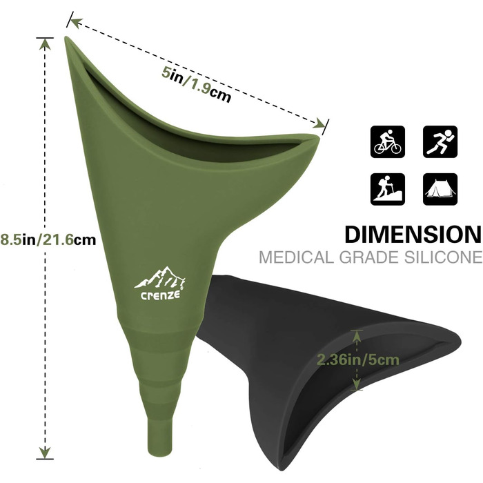 Для жінок, портативна силіконова лійка для жіночого пісуара, багаторазовий стоячий жіночий пісуар для жінок, засіб для сечовипускання для жінок на відкритому повітрі, заходи, кемпінг чорний зелений