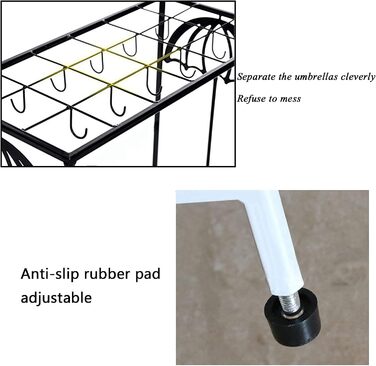 Органайзер для парасольок Cuiynic, підставка для парасольок підставка для тримача парасольки, чорно-біла, окремо стояча металева полиця-органайзер, полиця для зберігання, тримач підставки для парасольки, зберігання 1021 vit 10 hll 8 крокар