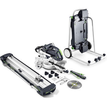 Поперечна пила Festool KS 60 E-UG-Set/XL KAPEX (з пиляльним диском WOOD UNIVERSAL, гвинтовим затискачем, світлодіодним підсвічуванням, кутовим скосом, піднесенням, шестигранним ключем, опорною рамою, поперечним захисним кожухом)