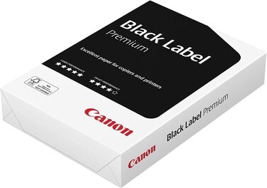 Багатофункціональний папір Canon Black Label Premium (5 x 500 аркушів, сертифікований FSC, A4 80 г/м, усі принтери яскраво-білого кольору CIE 164)