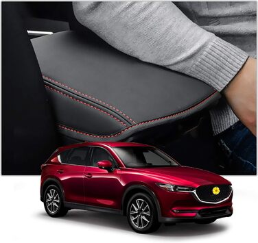 Сумісний з Mazda CX-5 CX5 KF 2018-2022 2023 Чохол на центральний підлокітник Чохол на підлокітники Захист від подряпин Центральна консоль Шкірозамінник Чохол для підлокітника Автомобільний протектор Чохол для коробки CX5 Аксесуари (червона лінія)