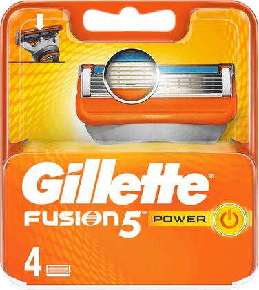 Леза для бритви Gillette Fusion 5 Power з обрізним лезом для точності та покриття тертям, 4 змінні леза