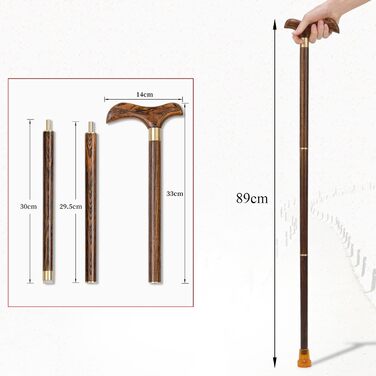 Палиця для ходьби, складна палиця, портативна складна дерев'яна палиця для ходьби, складна палиця/коричнева/89см 89см коричнева