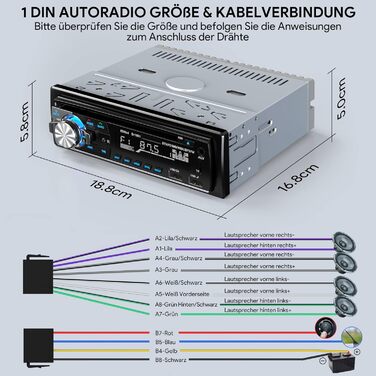 Автомобільна стереосистема CENXINY з CD Bluetooth, автомагнітола RDS з системою гучного зв'язку Bluetooth 1 автомобільний стереофонічний MP3-плеєр DIN/FM-радіо, 2 порти USB для відтворення музики та заряджання (з програвачем компакт-дисків)