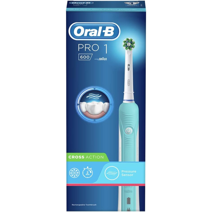 Електрична акумуляторна зубна щітка Braun Oral-B Pro 600 CrossAction синя без додаткових заправок