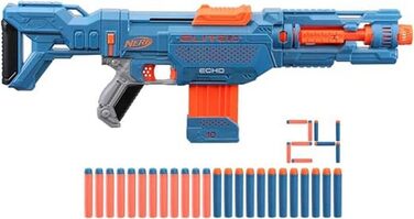 Бластер NERF Elite 2.0 Echo CS-10 - 24 дротики NERF, магазин на 10 дротиків, знімний плечовий ремінь та подовжувач ствола, 4 тактичні рейки, упаковка без розчарувань