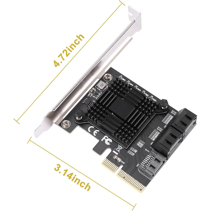 До 5-портового контролера SATA III 6 Гбіт/с Карта розширення комп'ютера JMB585 з 5 кабелями, чорний і червоний, 500030299