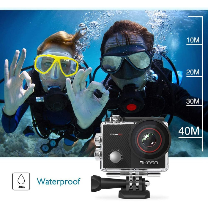 Підводна камера Водонепроникний сенсорний екран Ultra HD Регульована ширококутна EIS Actioncam з дистанційним керуванням 2.4G і набором 25 аксесуарів, 4K 20MP WiFi 40M