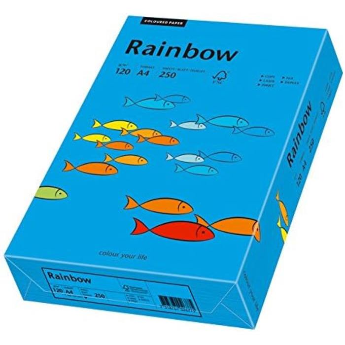 Папірус 88042766 принтер/копіювальний папір кольоровий, папір для рукоділля Rainbow 120 г/м, А4, кольоровий папір 250 аркушів, матовий, насичений синій