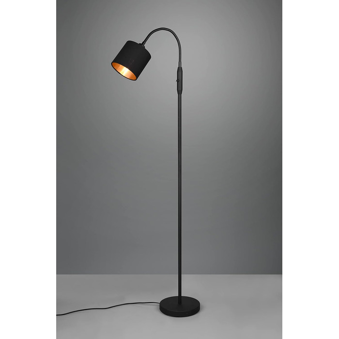 Торшер Reality Lighting Tommy R46335979, матовий метал, тканинний абажур золотого кольору, ексклюзивний 5 шт. E14 (чорний, торшер 1-полум'я)