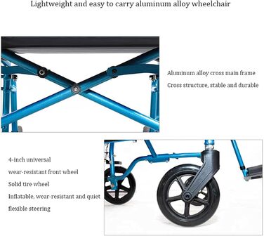 Інвалідні візки Розбірна туристична інвалідна коляска, ручна самохідна легка портативна алюмінієва інвалідна коляска з ручним гальмом для людей похилого віку з обмеженими можливостями