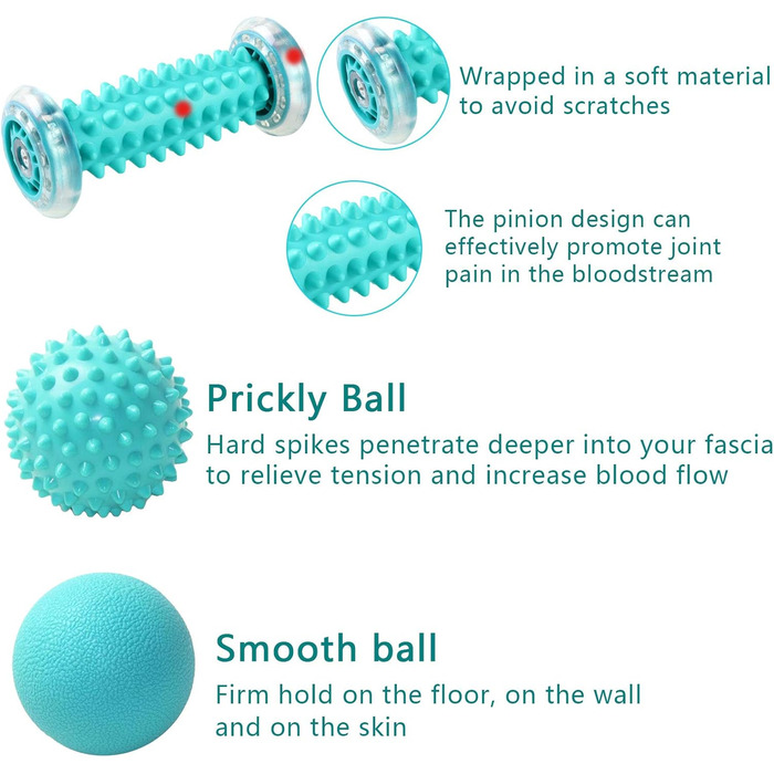 Набір роликів для масажу ніг TWBEST, масажер для ніг Ролик для масажу ніг набір з 3 - набір м'язових роликів і м'ячів, інноваційний ролик для масажу ніг Їжачковий м'яч для ніг для полегшення болю в м'язах