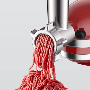 Насадка для м'ясорубки для міксера Kitchenaid включає 3 ріжки наповнювача для ковбаси, 2 шліфувальні леза, 4 шліфувальні диски та щітку для чищення М'ясорубка для KitchenAid Аксесуари від GVODE литі під тиском алюміній та нержавіюча сталь Срібло