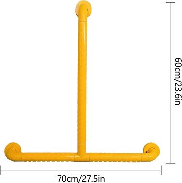 Поручень з нержавіючої сталі, захисний поручень для ванної кімнати з обмеженими можливостями, довжина 50-70 см/19,6-27,5 дюйма, поручень, поручні для людей похилого віку (жовтий, 60 см * 70 см / 23,6 дюйма * 27,5 дюйма) 60 см * 70 см / 23,6 дюйма * 27,5 д