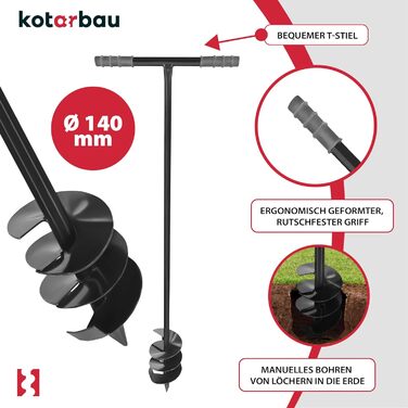 Ручний дриль KOTARBAU Садовий дриль 140 мм з пластиковою ручкою Спіральний дриль Свердло для заземлення Свердло для заземлення Свердло для отворів Квіткова цибулина Сівалка Ручний дриль Ручний інструмент Металевий земляний дриль 115 см