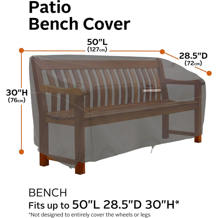 Класичні аксесуари Ravenna 2-місна садова лавка захисний чохол, чохол для садових меблів, стійкий до розривів матеріал з вентиляційними отворами, для будь-яких погодних умов, чохол для дивана, сірий (127 x 72 x 76 см)