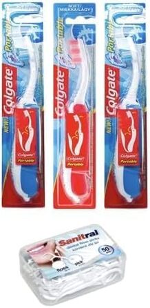 Упаковки портативних розбірних м'яких зубних щіток Colgate з Sanitral в упаковці 50 паличок для зубної нитки (набір з 4 шт. ), 3