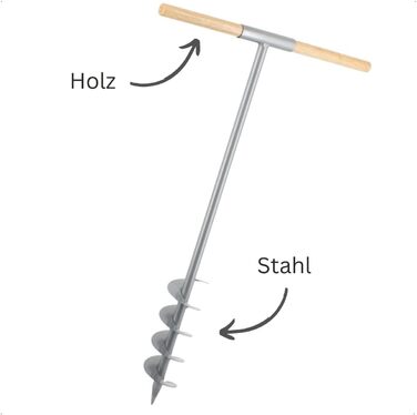 Свердло Rekord Ground Hole Hole Drill (Ø 100 мм) зі сталі з порошковим покриттям, гнучка дерев'яна ручка, довжина приблизно 99 см