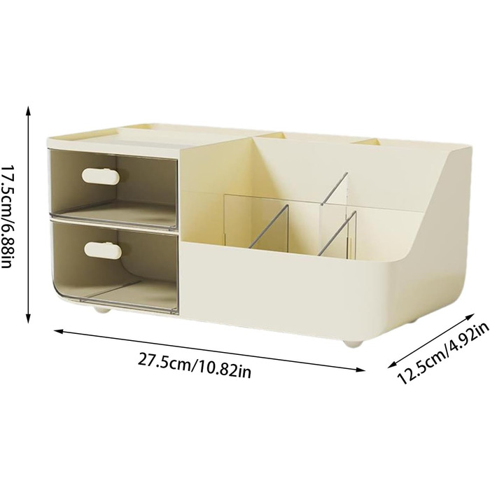 Органайзер для зберігання косметики Qutalmi, коробка для зберігання косметики, настільний органайзер з ящиками, органайзер для макіяжу, органайзер для косметики, органайзер для столу, футляр для зберігання косметики, світло-жовтий