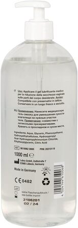 Зволожуючий лубрикант для жінок і чоловіків, на водній основі, без адгезивного ефекту, без масла і жиру, веганський, 1000 мл 1 л (1 упаковка)