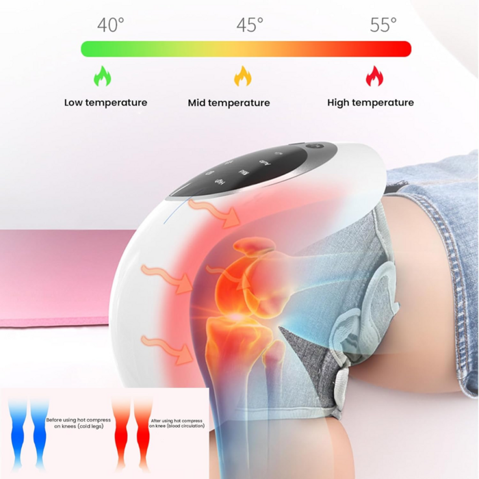 Колінний масажер, акумуляторний вібраційний інфрачервоний тепловий компресійний колінний масажер, акумуляторний колінний масажер для зняття набряку і скутості суглобів, розтягнення зв'язок, травм м'язів