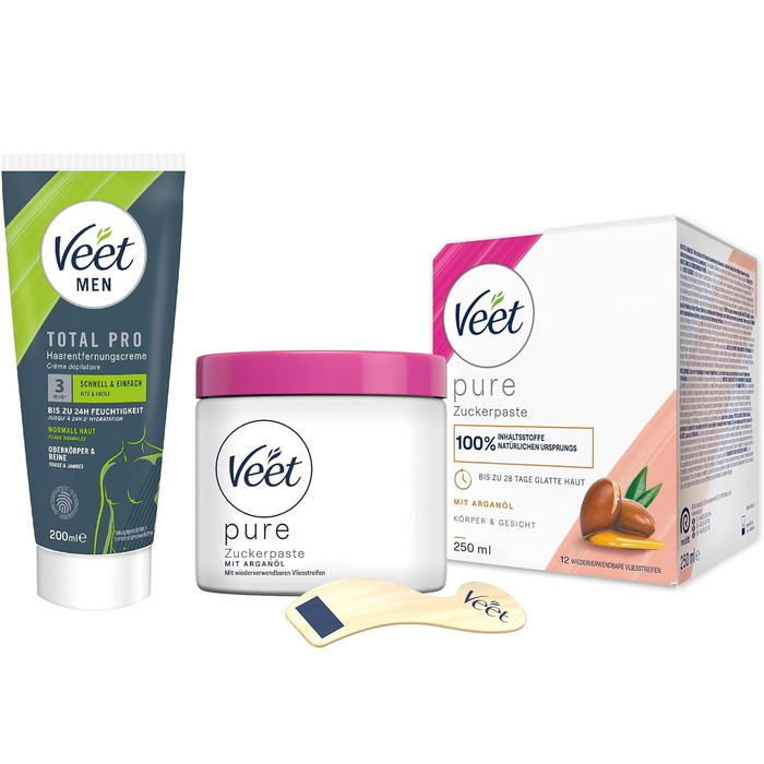 Цукрова паста для видалення волосся Veet 250 мл крем для видалення волосся Veet for men 200мл Power Effect