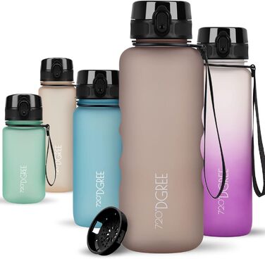 Пляшка для води 720DGREE 1 л Sport 'uberBottle softTouch Ситечко - Без BPA - Пляшка для води для універу, роботи, фітнесу, велосипеда, активного відпочинку, роботи - спортивна пляшка з тритану - легка, ударостійка, багаторазова (1500 мл, нуга коричнева - 