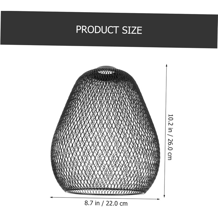Порожнистий кований абажур Підвісний підвісний світильник Клітка Металева лампа Клітка Вінтажний тримач лампи Захисна плівка лампи Захисна люстра Захисний абажур Рамка Vintage 26X22CM Чорний