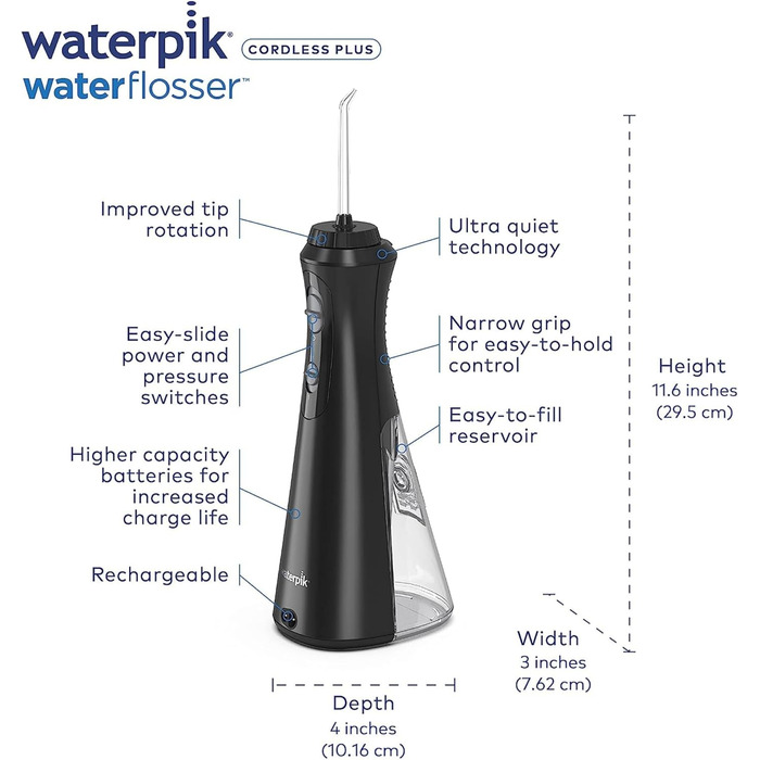 Іригатор для порожнини рота Waterpik акумуляторний WP-462E1 ЧОРНИЙ