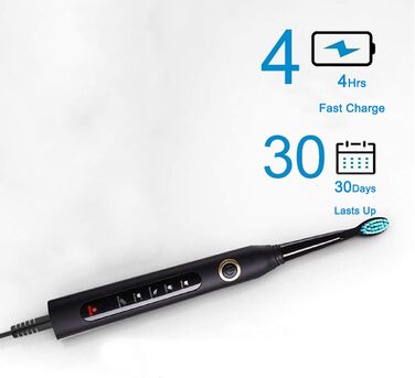 Чорний, 5 Modes Timer 8 Replacement Heads Electric Toothbrush for Adults -