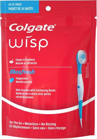 Портативна щітка Colgate Wisp Mini, Max Fresh, м'ята перцева, 2 упаковки (24 шт. в упаковці)