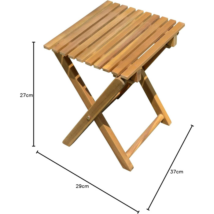 Складний табурет Spetebo Acacia 37см в тиковому вигляді - Дерев'яний садовий стілець Табурет для квітів Журнальний столик Табурет для рослин