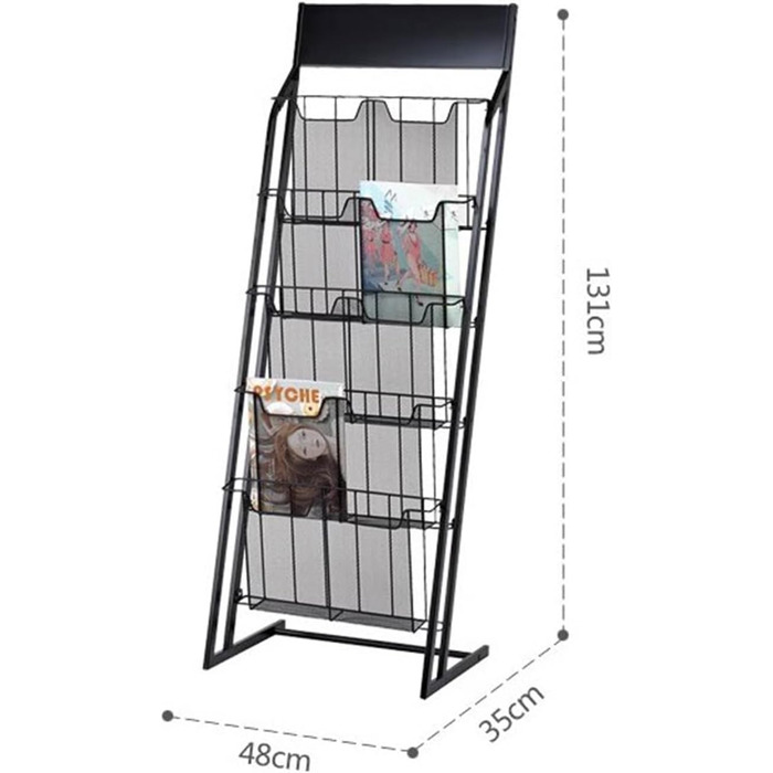 Сучасний окремо стоячий стелаж для журналів, 5-шаровий стелаж для журналів, стелаж для брошур, підлоговий інформаційний стелаж, стелаж для газет і товарів, окремо стоячий стелаж для журналів White