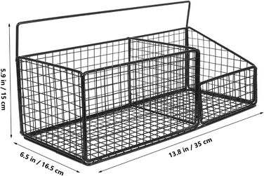 Комплект Полиця Настінний кошик для зберігання Підвісні дротяні кошики Підвісний кошик Органайзер Кошик для зберігання в шафі Настінний кошик для фруктів Кошик для білизни Тримач для ванни Праска 35.00X16.50X15.00CM Чорний, 1