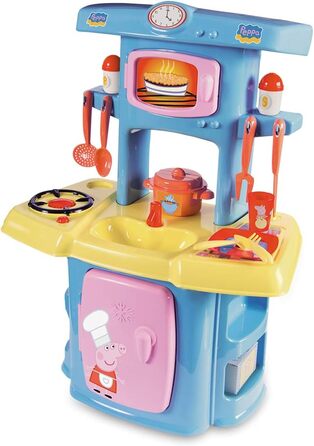 Дитяча кухня Smoby Mi Cocina Peppa Pig Wutz Ecoiffier з 13 аксесуарами, 100 офіційно ліцензований продукт, для хлопчиків і дівчаток від 18 місяців (1711), кольорова, 60,5 x 42,7 x 24,6